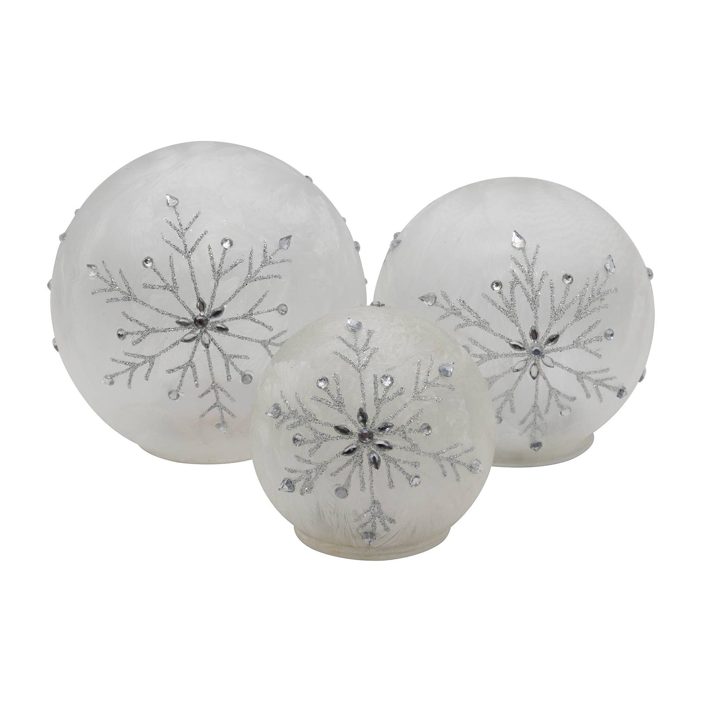 Glass Snowflake Globes - S/3