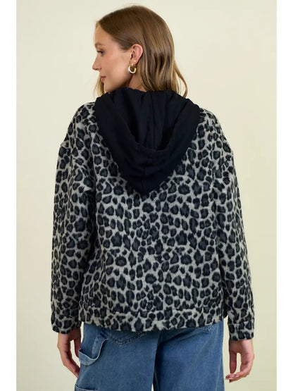 Grey Leopard Hoodie Jacket
