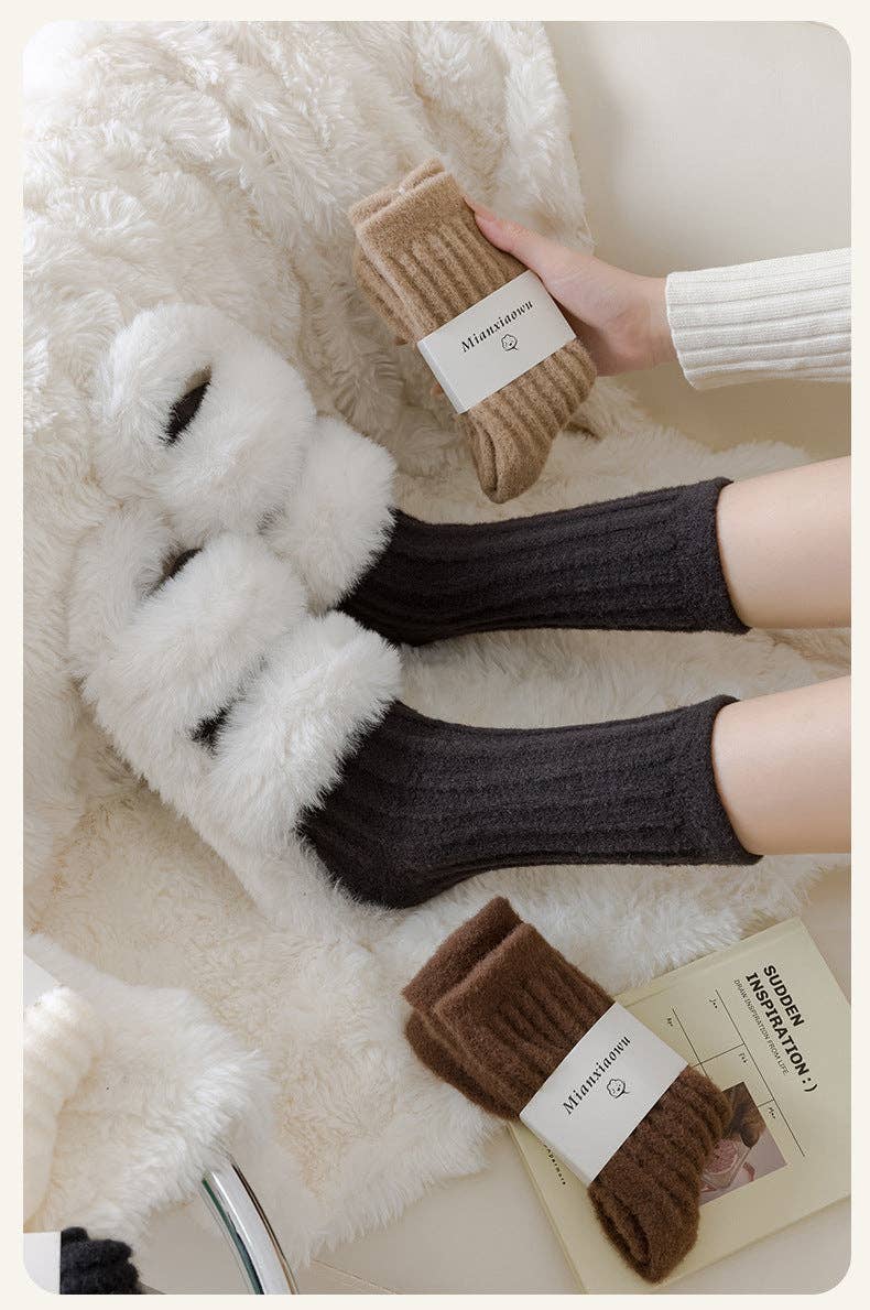 Solid Color Thicken Cashmere Plush Crew Socks MK2BLW6W8FSO219