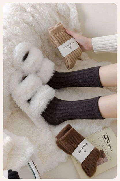 Solid Color Thicken Cashmere Plush Crew Socks MK2BLW6W8FSO219