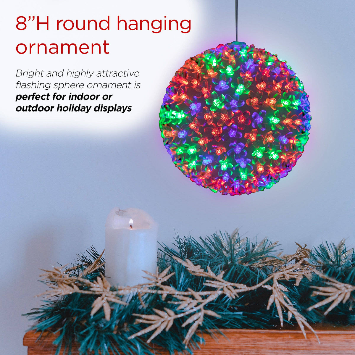 Alpine Corporation Twinkling Sphere with Red, Green and Blue