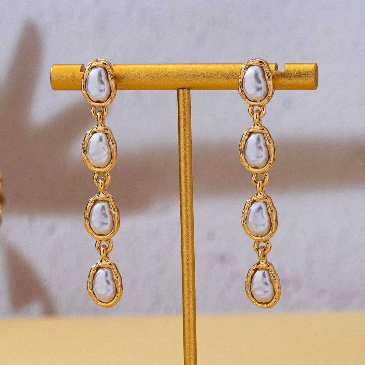 Organic Baroque Pearl Linear Drop Earrings