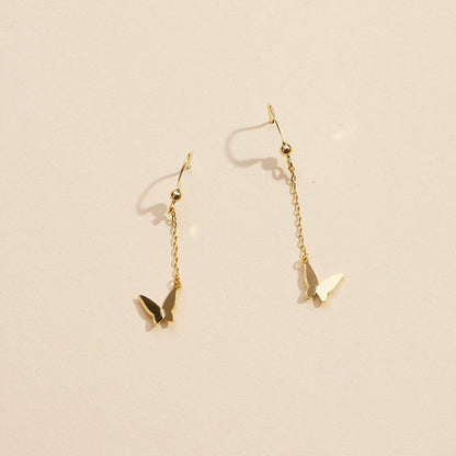Butterfly Charm Gold Dip Dangling Earrings | Elegant Butterfly Charm Gold-Dipped Drop Earrings