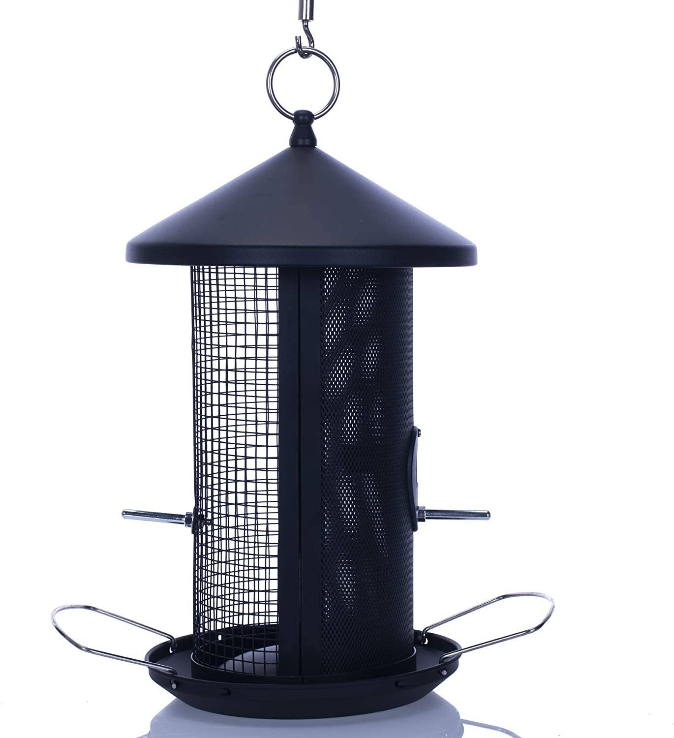 Matte Black Mesh Metal Bird Feeder