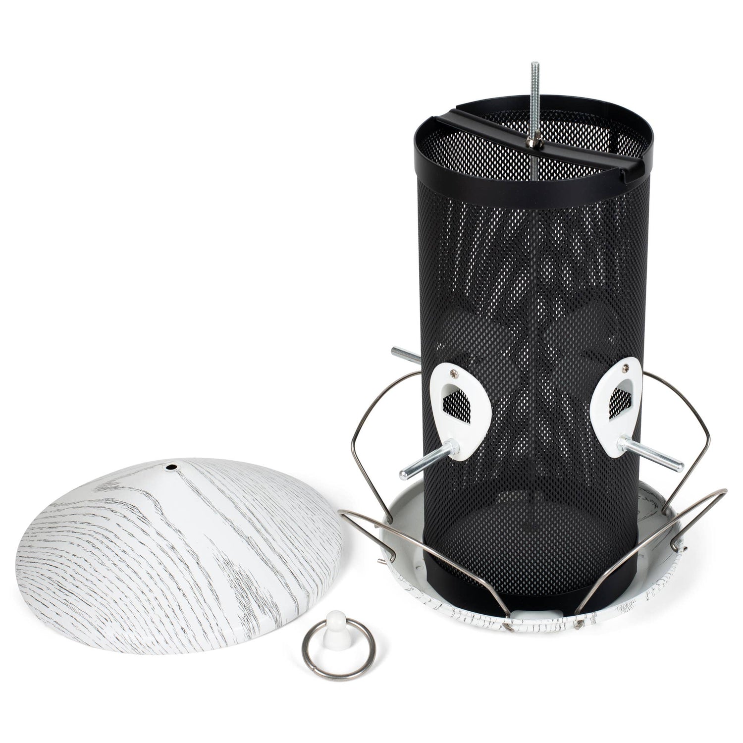 Whitewashed Mesh Metal Bird Feeder