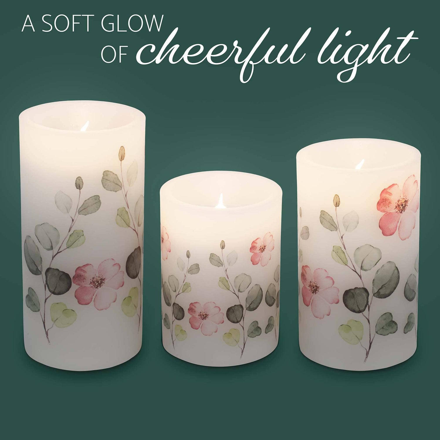 Floral Flameless Candles S/3