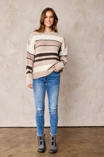 Multi Color Striped Sweater Plus Size