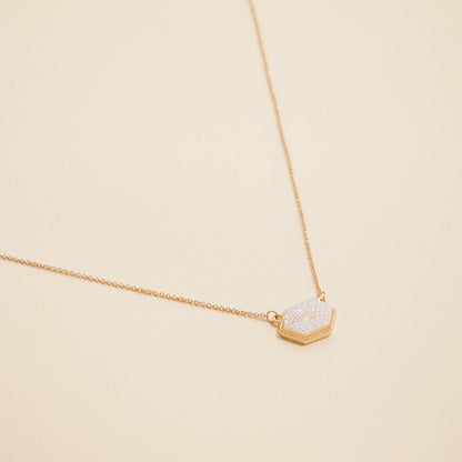 Druzy Hexagon Pendant Necklace