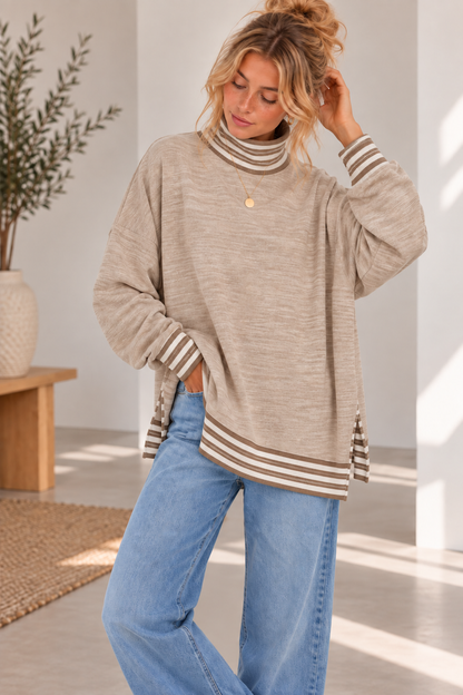 BUTTER SOFT HEATHER FLEECE MOCK NECK TUNIC