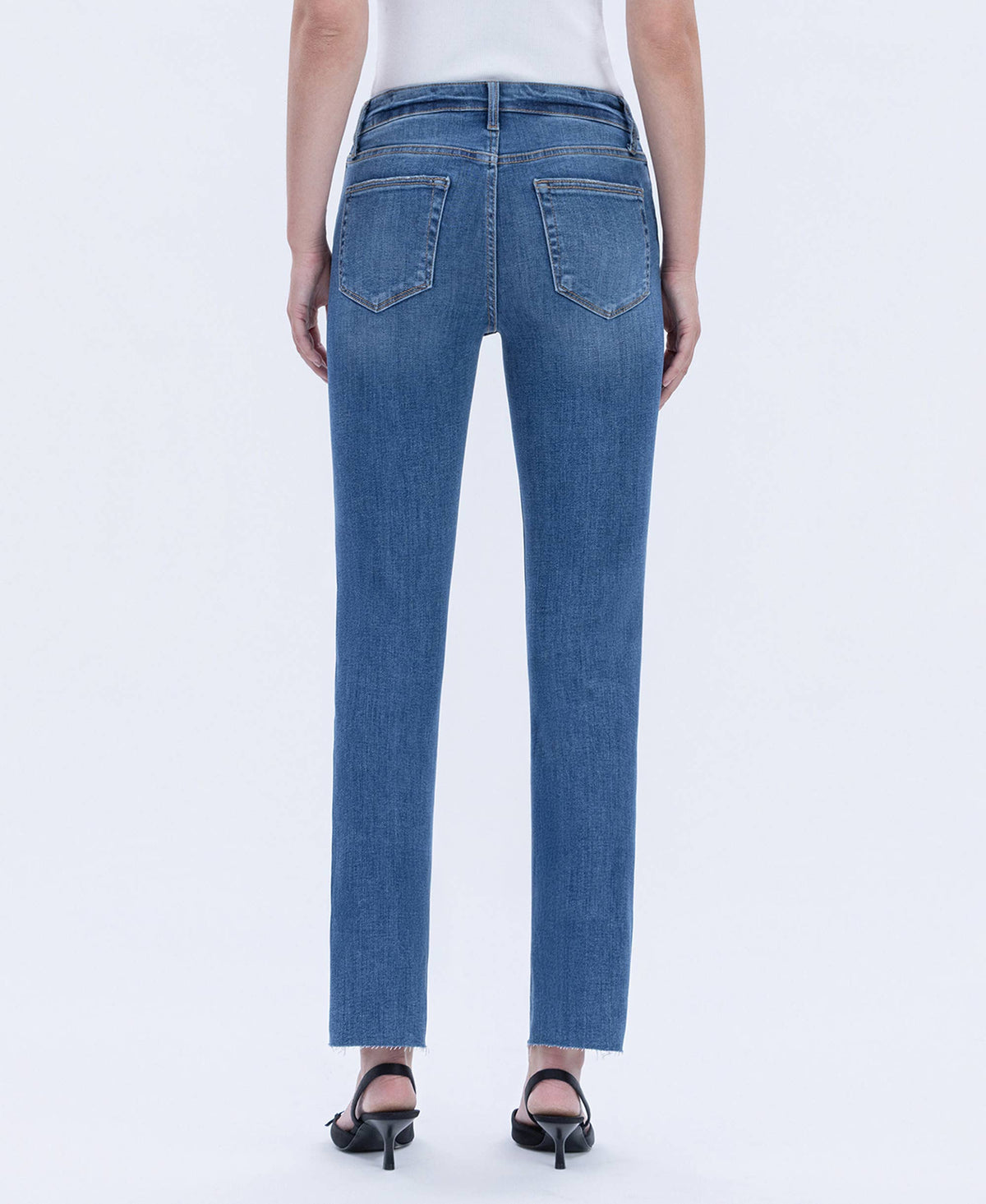 HIGH RISE MEDIUM DARK WASH SLIM STRAIGHT JEANS LV1028