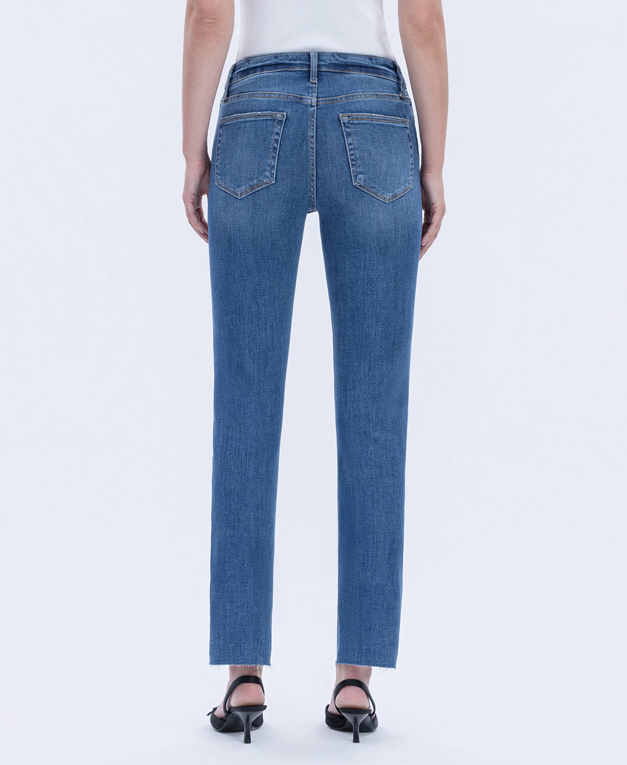 HIGH RISE MEDIUM DARK WASH SLIM STRAIGHT JEANS LV1028