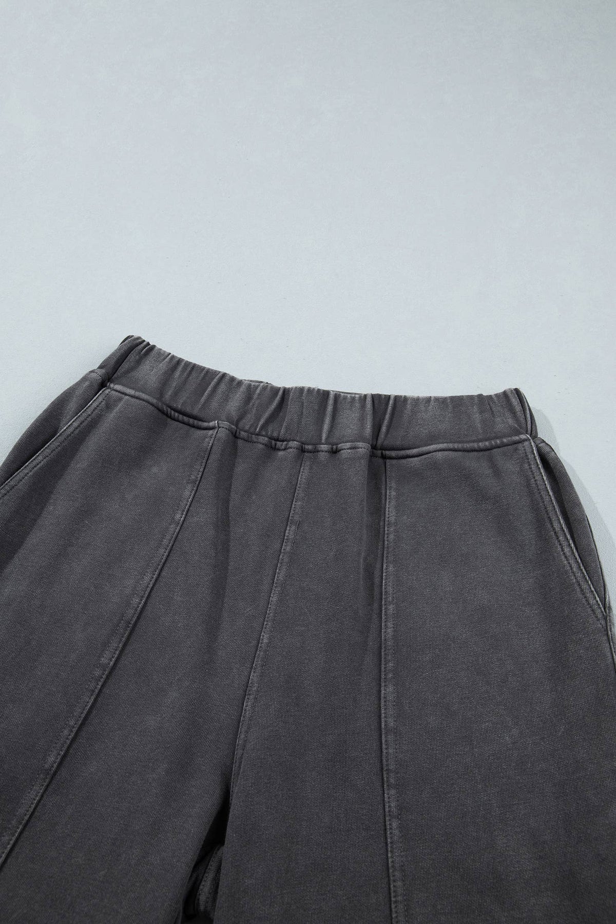 Mineral Wash Seam Detail Elastic Waist Barrel Pants