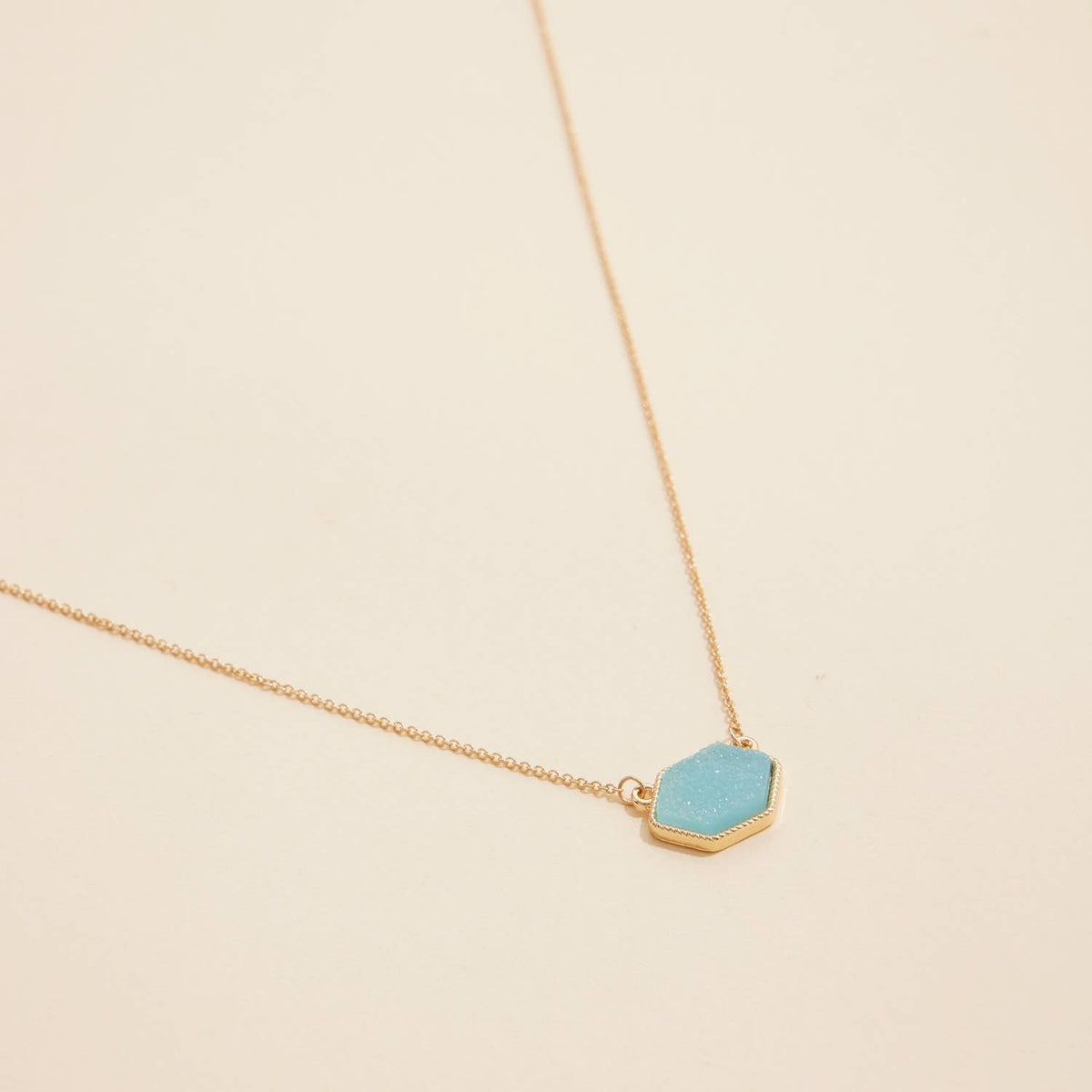 Druzy Hexagon Pendant Necklace