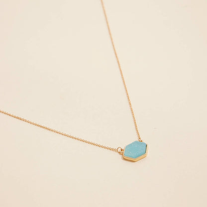 Druzy Hexagon Pendant Necklace