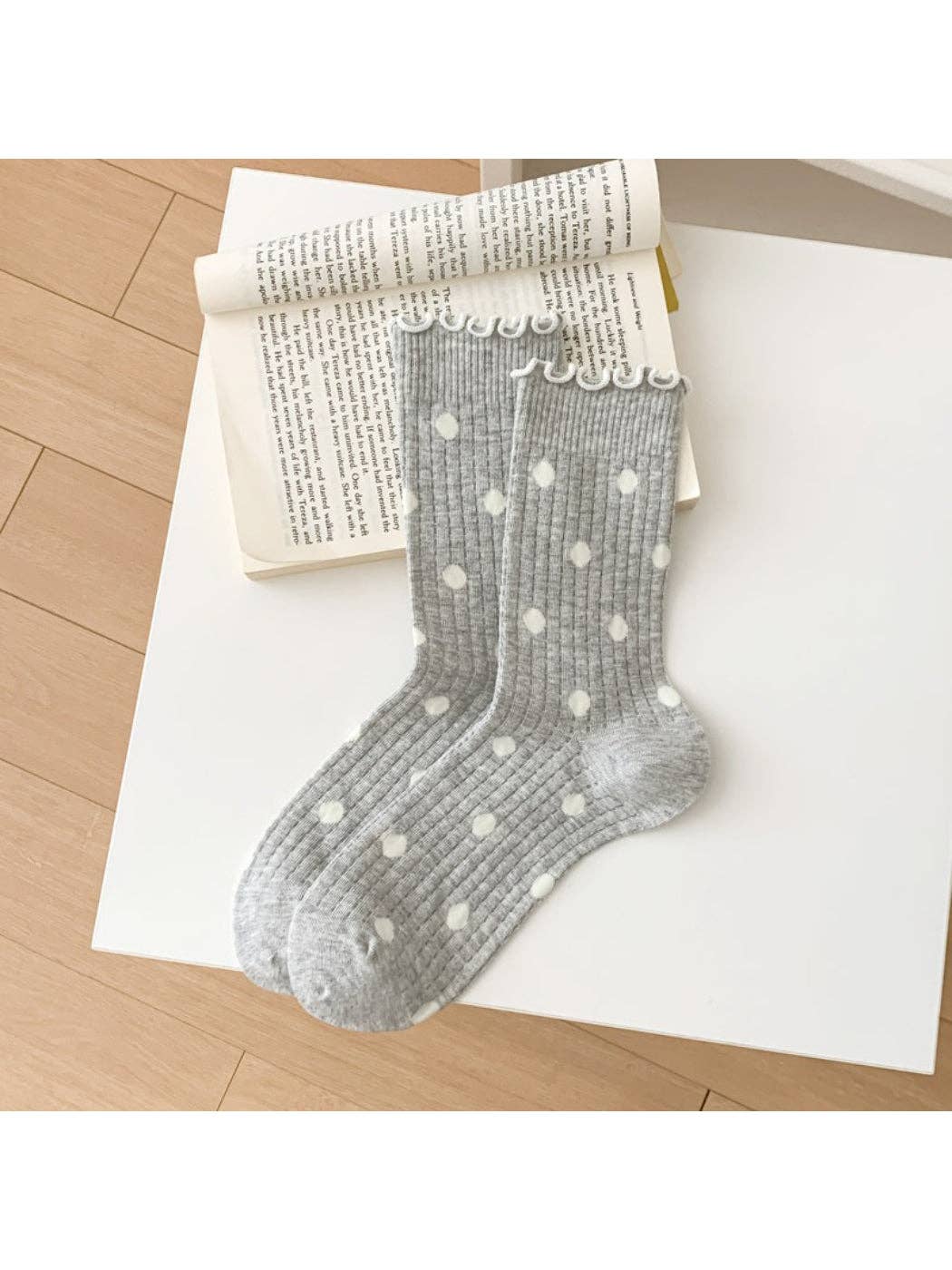 Polka Dot Ruffle Crew Socks