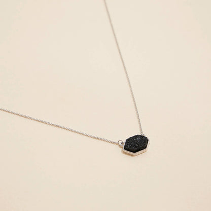 Druzy Hexagon Pendant Necklace