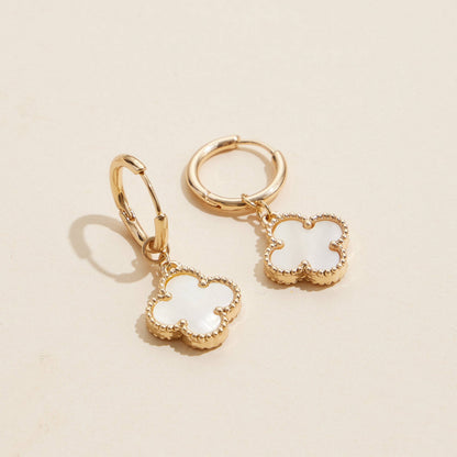 Hoop Earrings | Clover-Shaped Shell Charms
