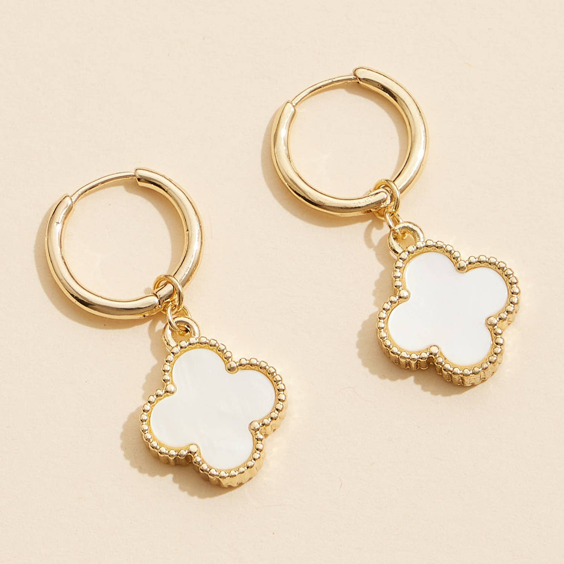 Hoop Earrings | Clover-Shaped Shell Charms