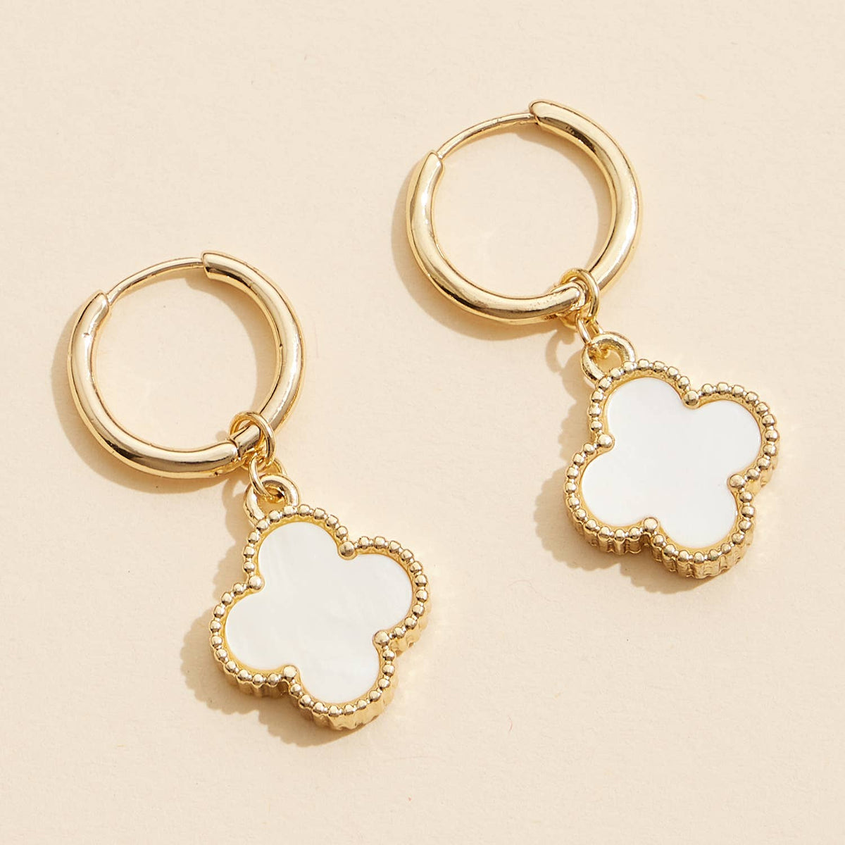 Hoop Earrings | Clover-Shaped Shell Charms