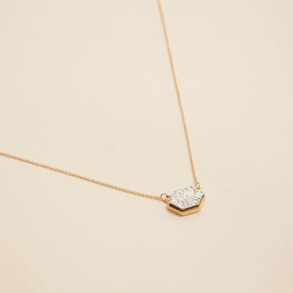 Druzy Hexagon Pendant Necklace