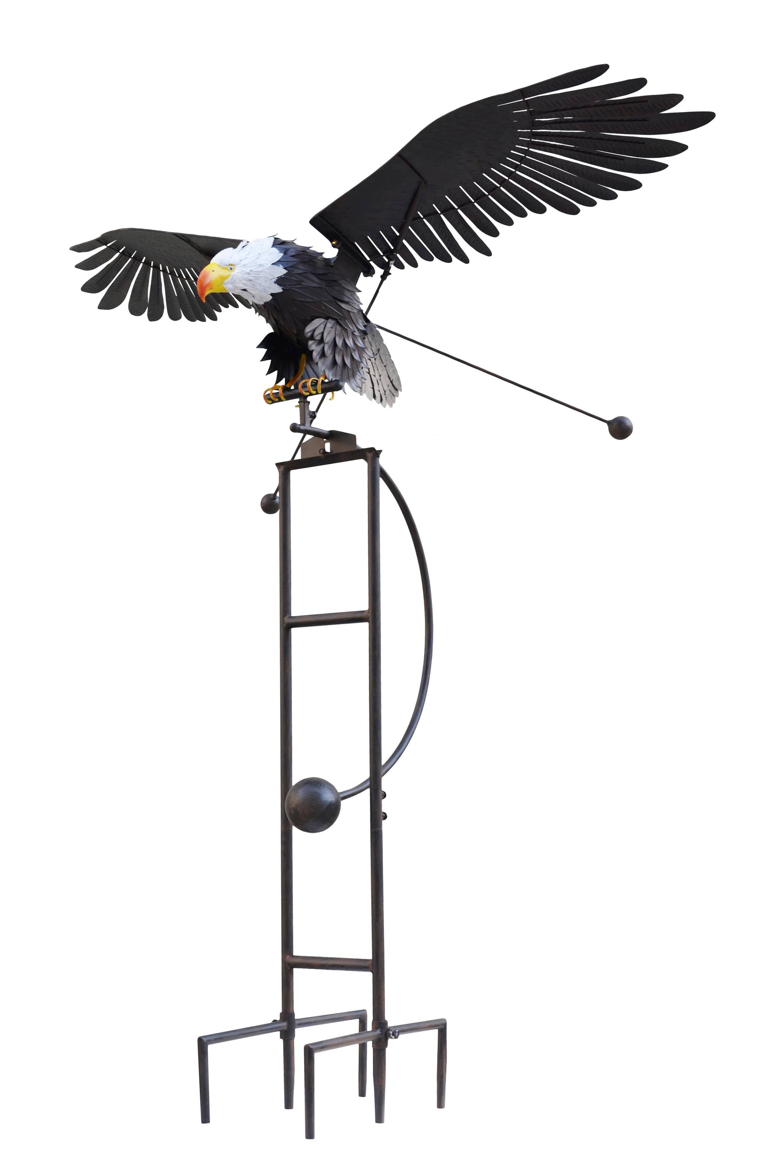 Big Rustic Metal Flying Eagle Balancing Garden Stake