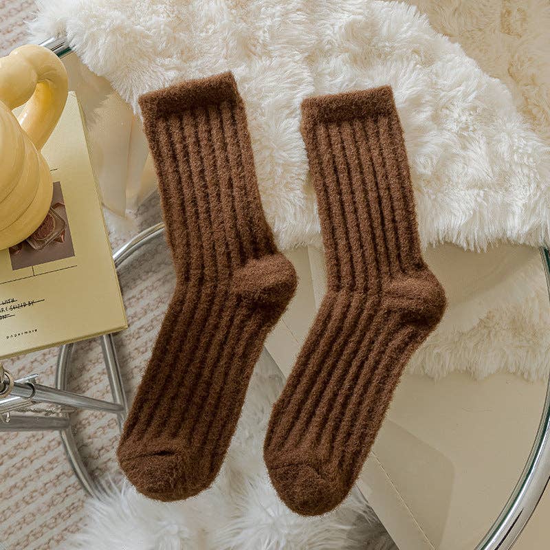 Solid Color Thicken Cashmere Plush Crew Socks MK2BLW6W8FSO219