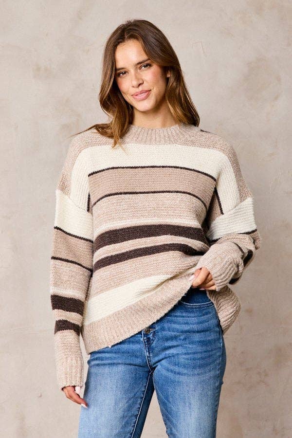 Multi Color Striped Sweater Plus Size