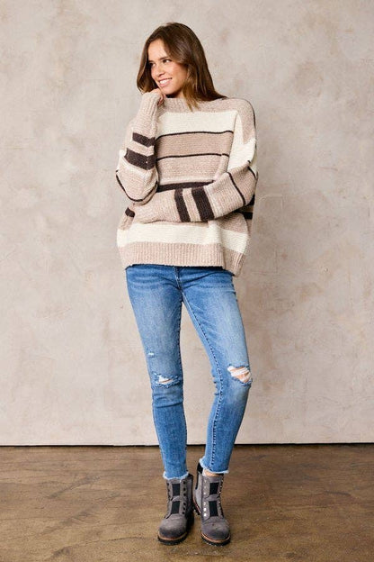 Multi Color Striped Sweater Plus Size
