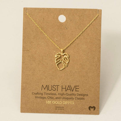 Monstera Cutout Pendant Necklace