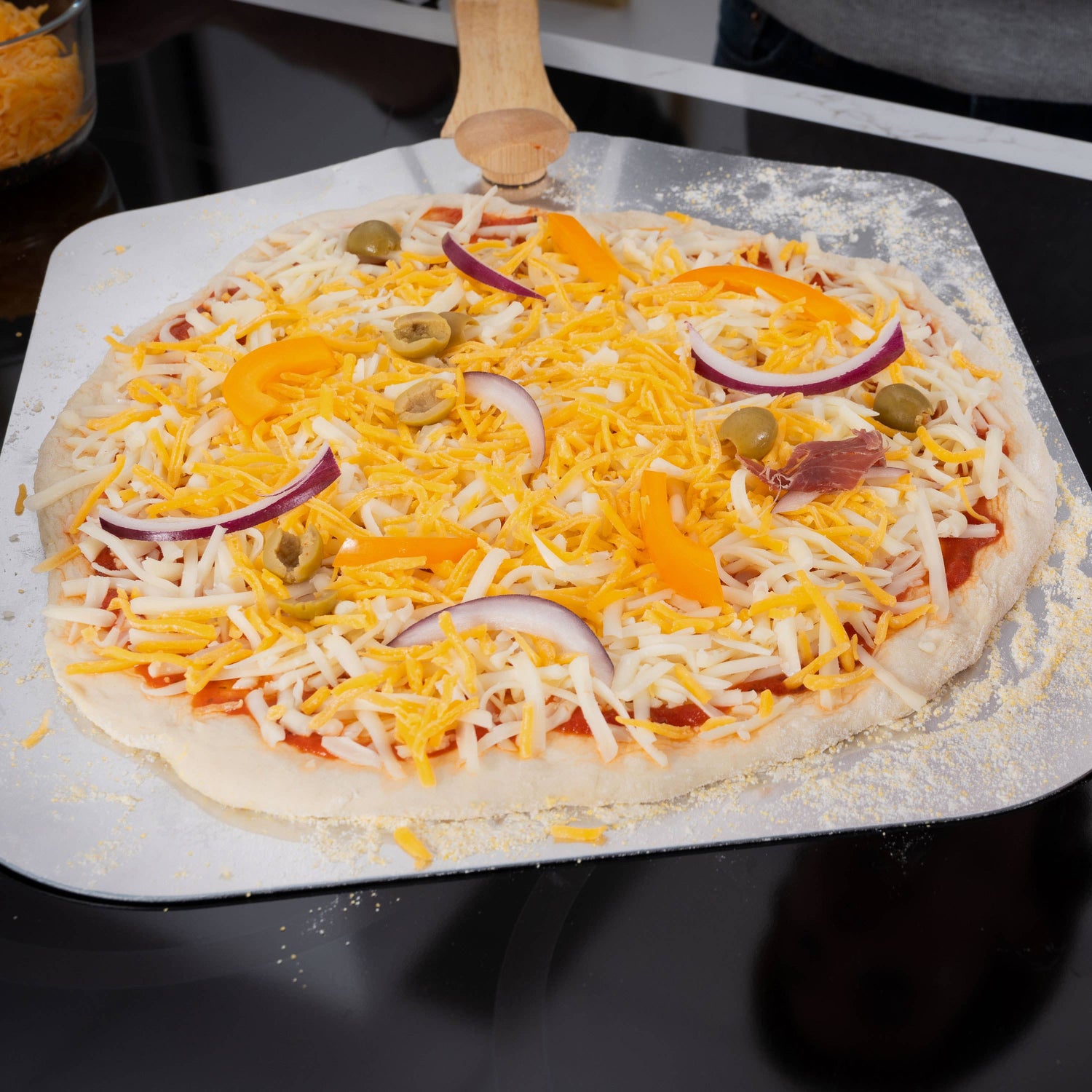 Old Stone Foldable Pizza Peel With Folding Handle, 14x16-In