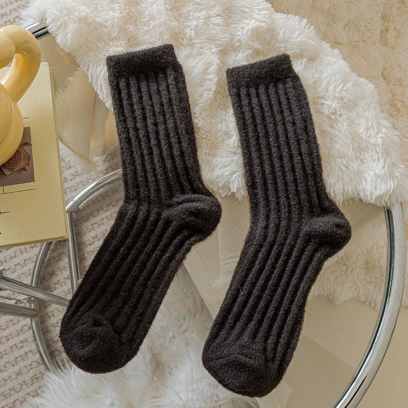 Solid Color Thicken Cashmere Plush Crew Socks MK2BLW6W8FSO219