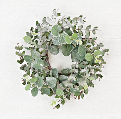 Flocked Eucalyptus Candle Ring