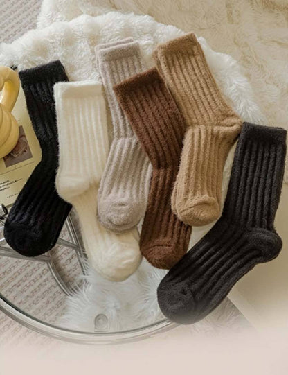 Solid Color Thicken Cashmere Plush Crew Socks MK2BLW6W8FSO219