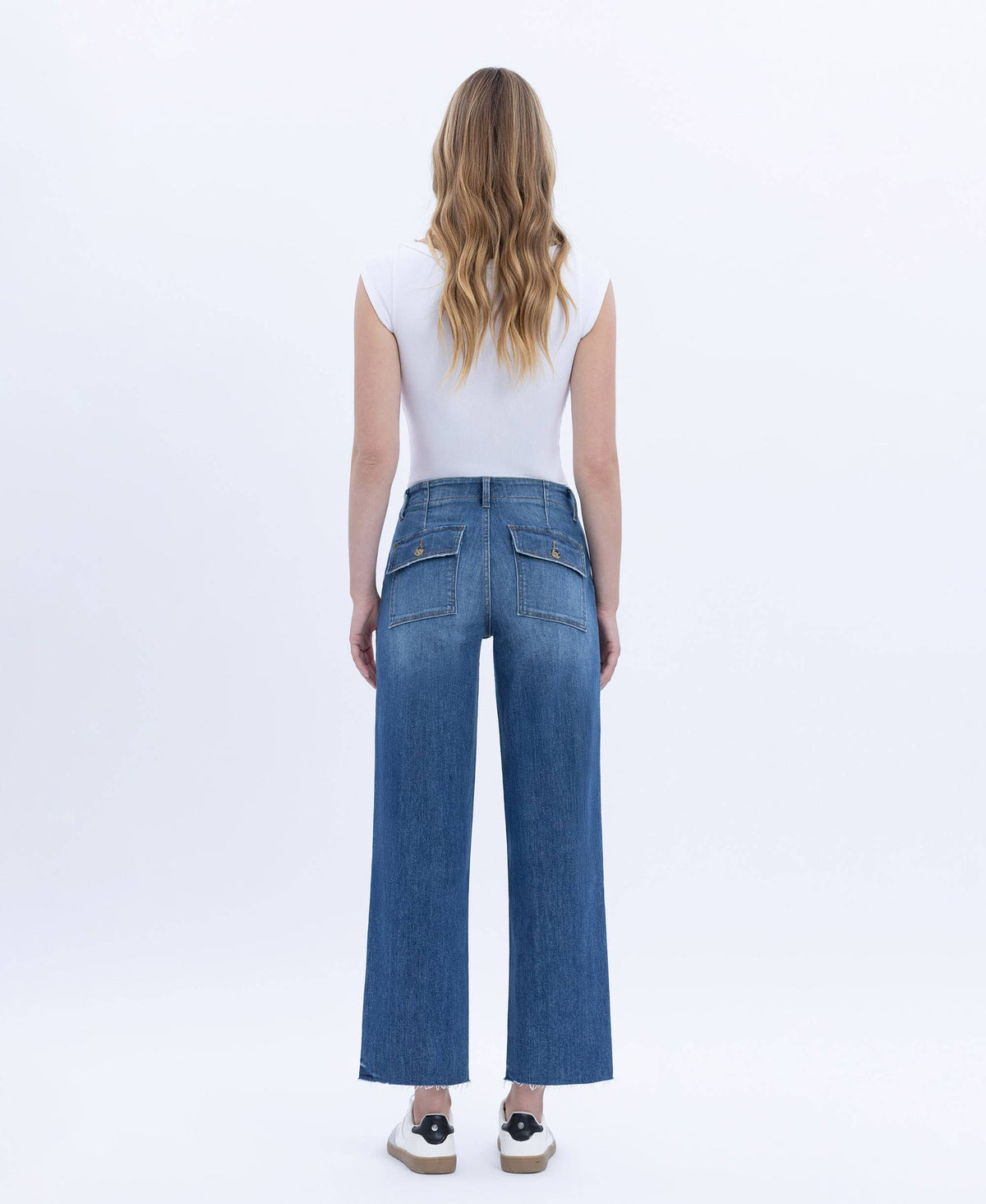 HIGH RISE CROP UTILITY POCKET STRAIGHT JEANS