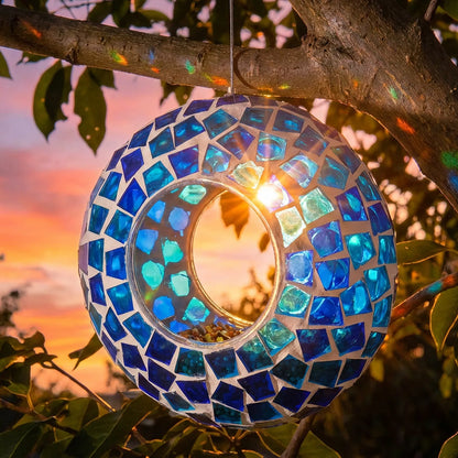 Oval Mosaic Glass Bird Feeder