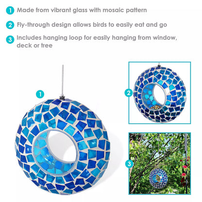 Oval Mosaic Glass Bird Feeder