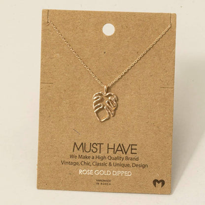 Monstera Cutout Pendant Necklace