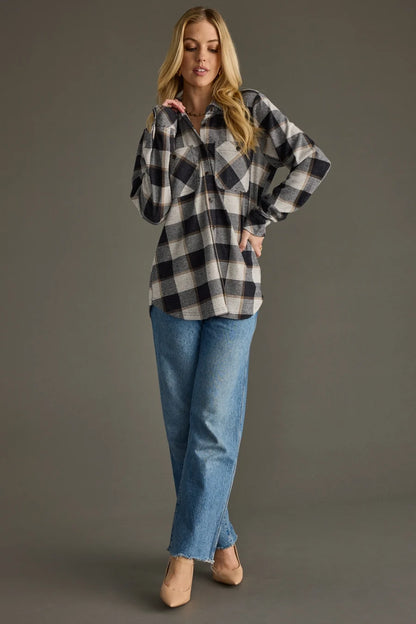 Navy Plaid Button Up