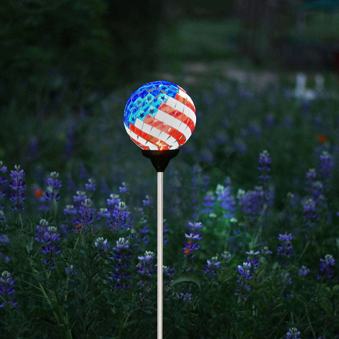 LED Solar Mosaic American Garden Stake