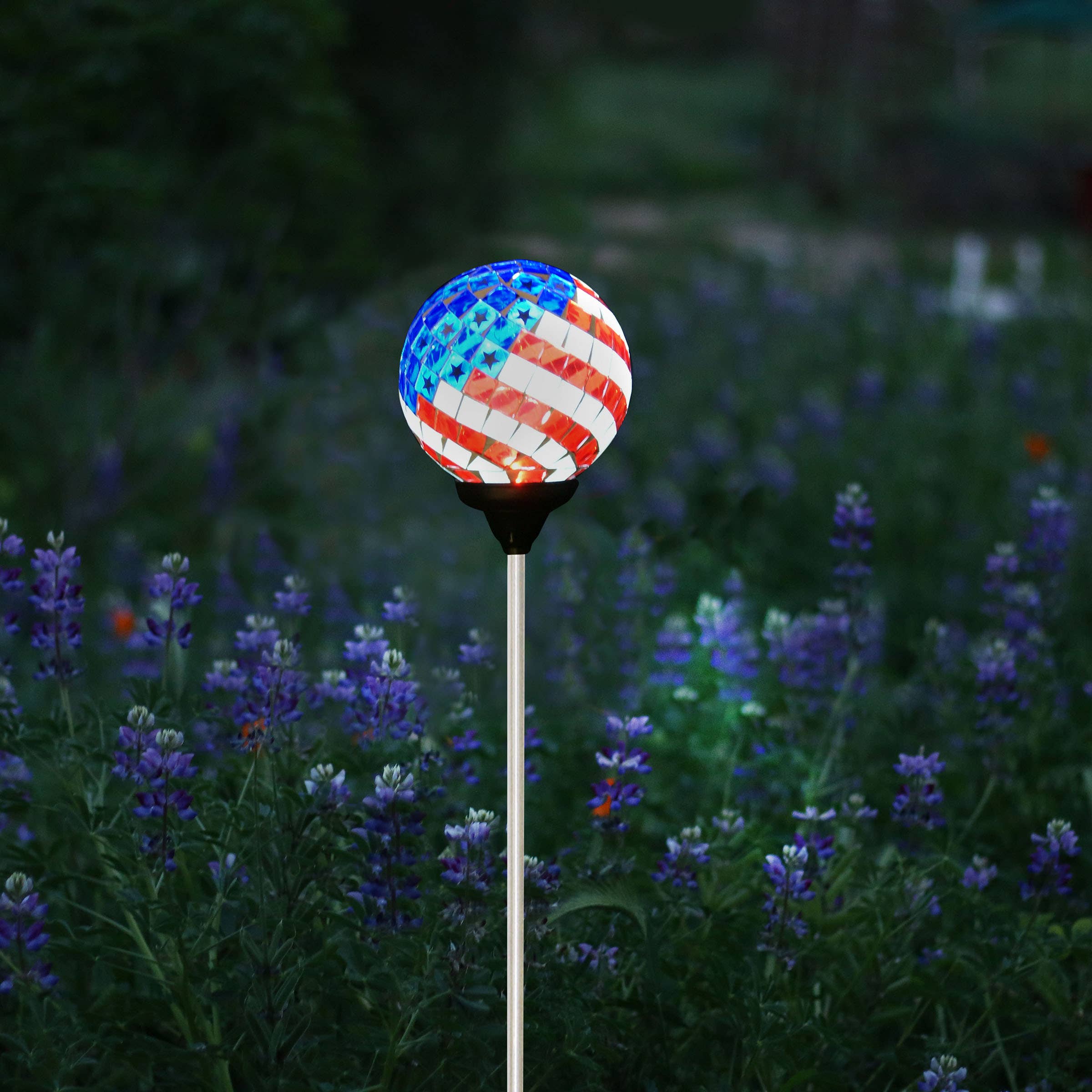 LED Solar Mosaic American Garden Stake