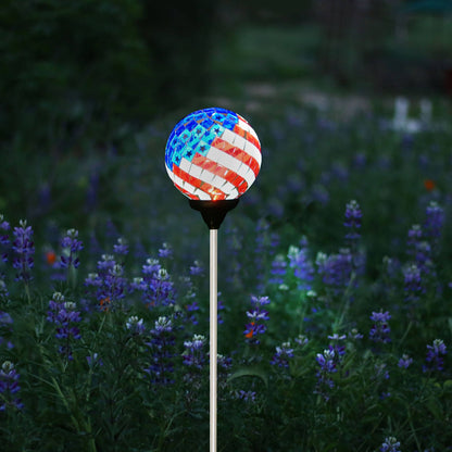 LED Solar Mosaic American Garden Stake