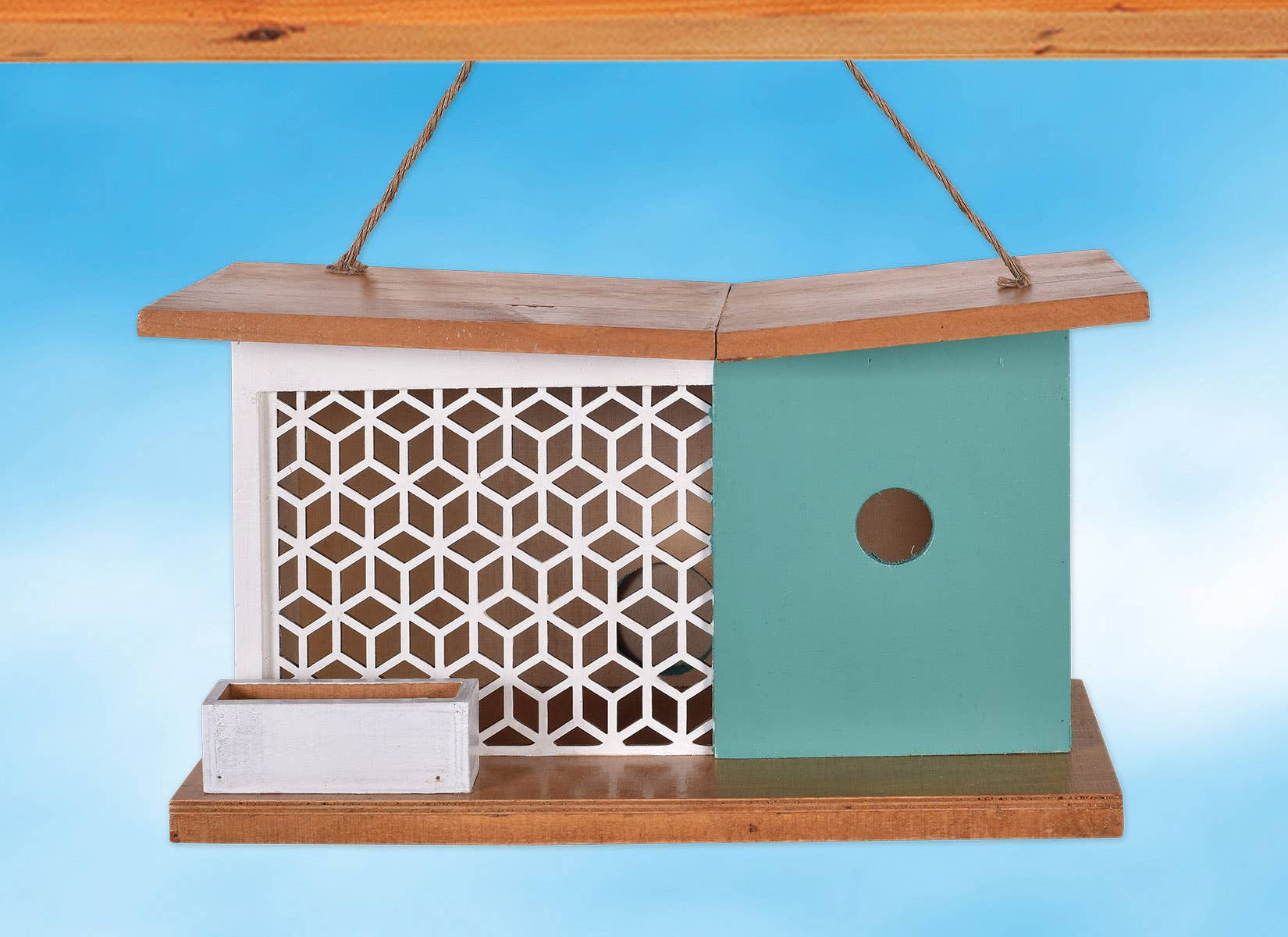 White Lattice Birdhouse