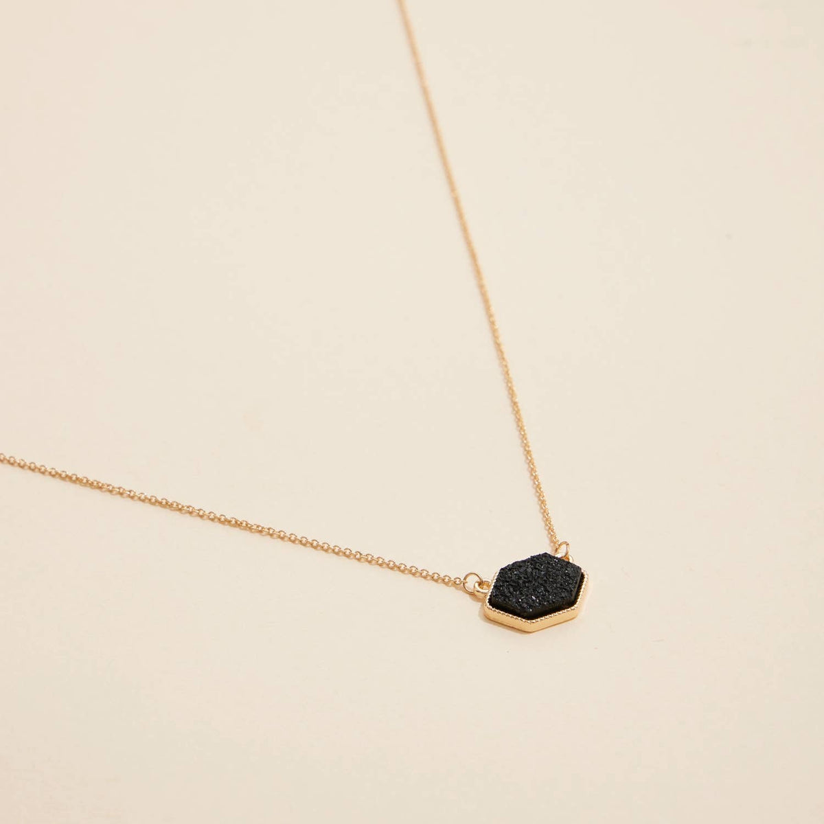 Druzy Hexagon Pendant Necklace