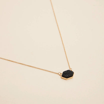 Druzy Hexagon Pendant Necklace