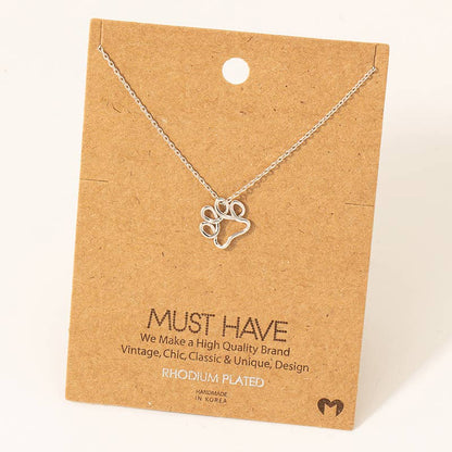 Gold Dipped Wire Paw Pendant Necklace