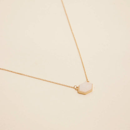 Druzy Hexagon Pendant Necklace