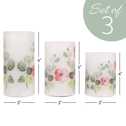 Floral Flameless Candles S/3