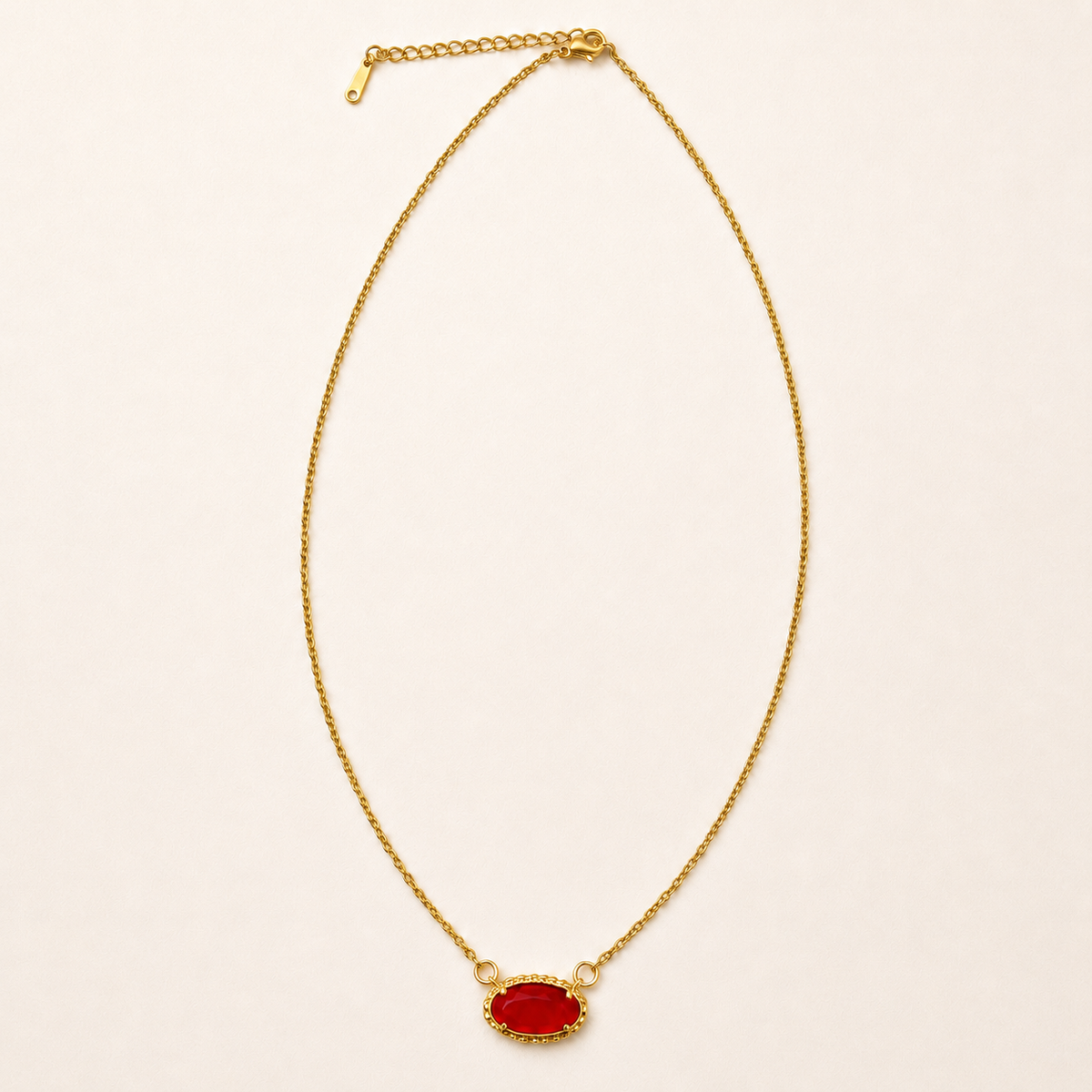 OVAL GEMSTONE CHARM PENDANT NECKLACE