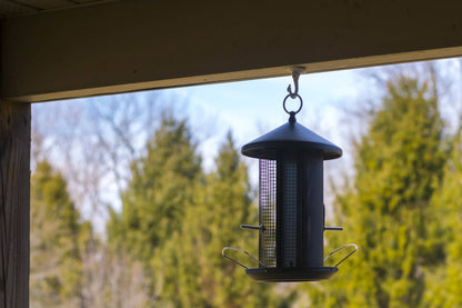 Matte Black Mesh Metal Bird Feeder