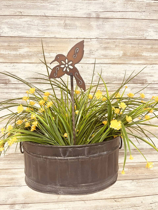 Hummingbird With Flower Stake